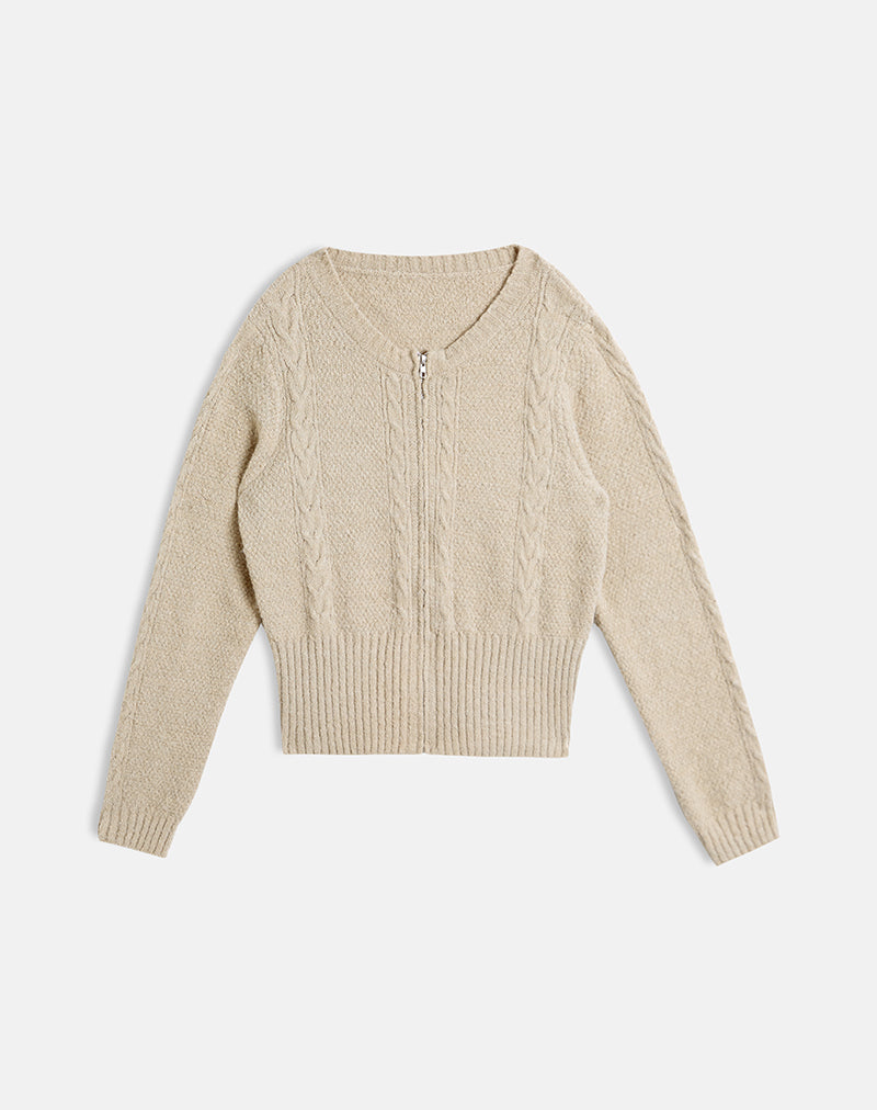 Image de Anitra Cardigan en maille torsadée Beige