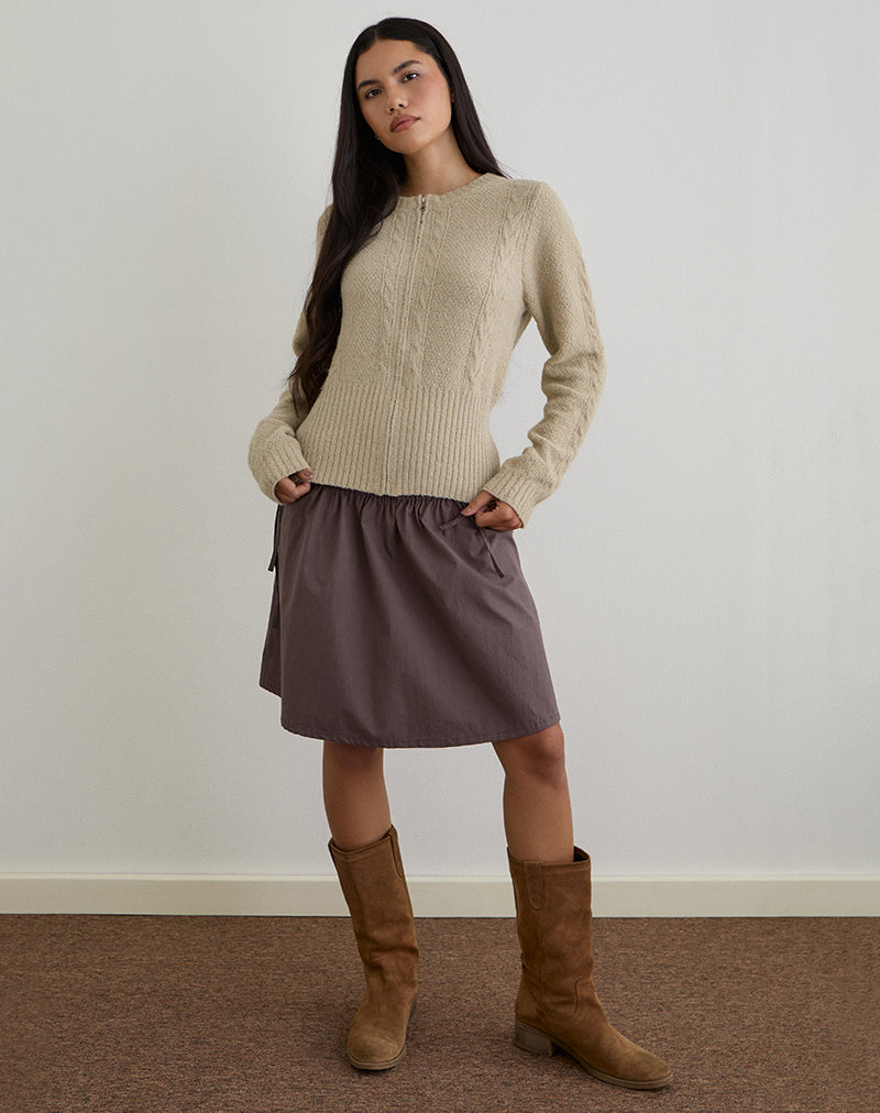 Cardigan Anitra en maille torsadée beige