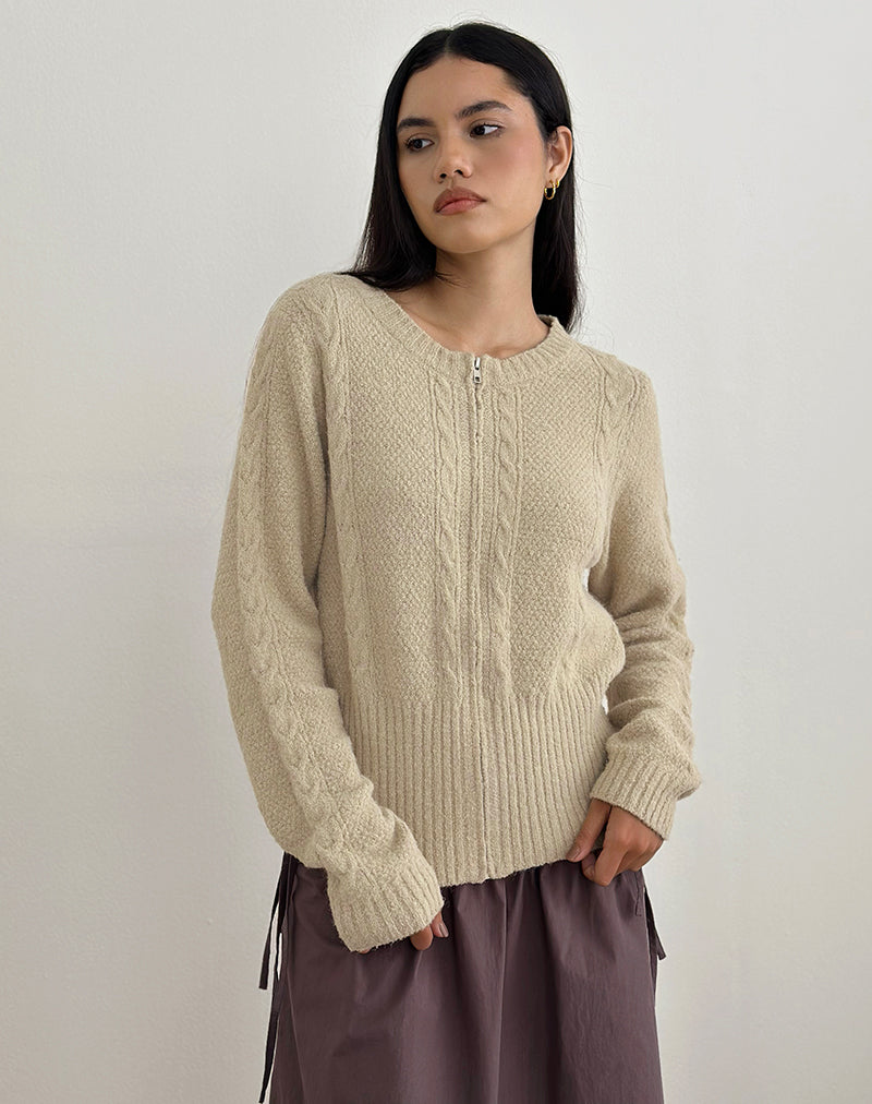 Image de Anitra Cardigan en maille torsadée Beige