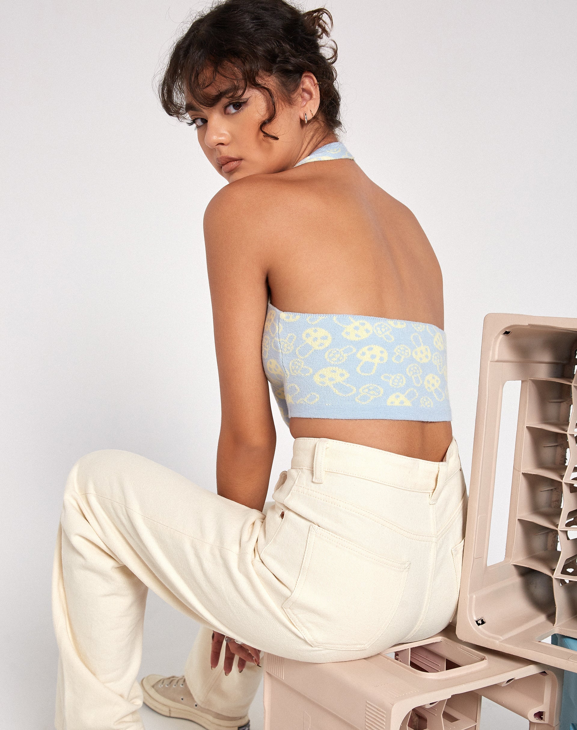 Image de Anura Crop Top in Baby Shroom Blue Yellow