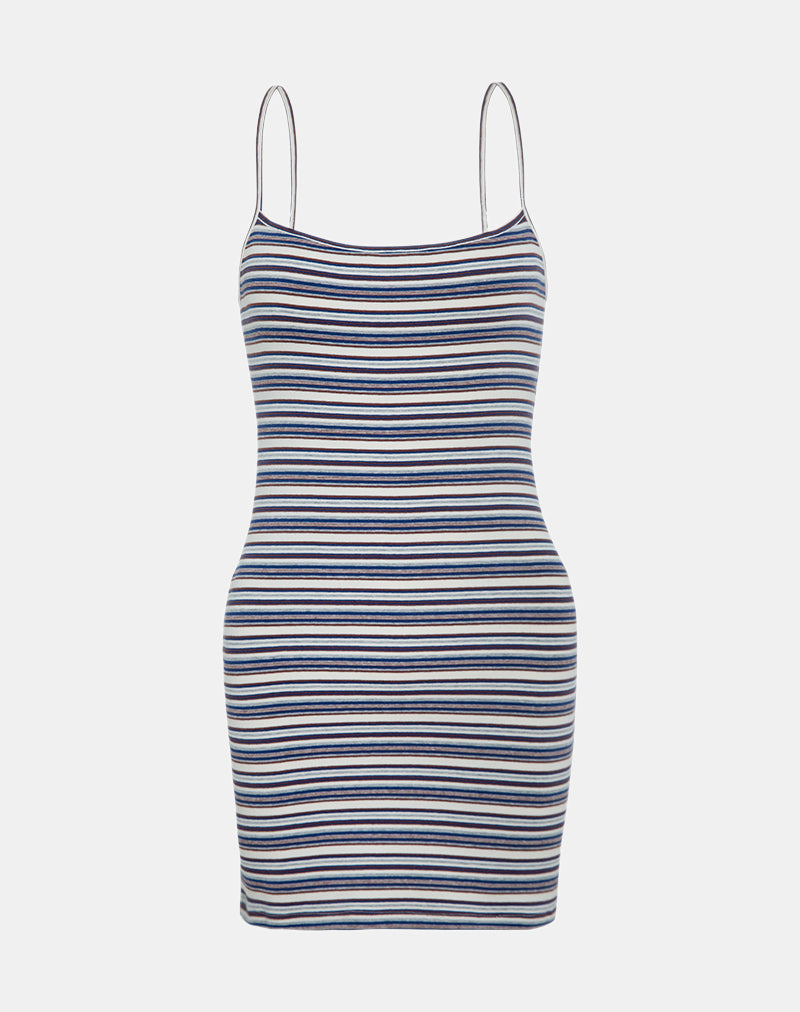 Image of Anzhelina Strappy Mini Dress in Multi Blue Stripe
