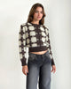 Image de marque de Anzio Cardigan tricoté à carreaux marron