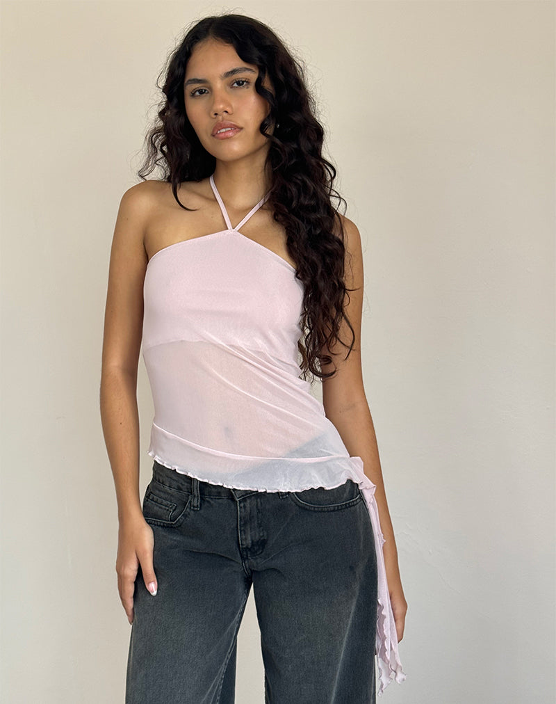 Image de Arabella Halterneck Top In Mesh Pink