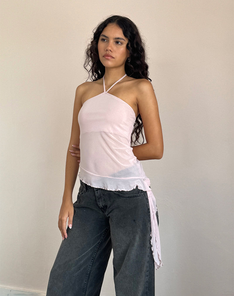 Image de Arabella Halterneck Top In Mesh Pink