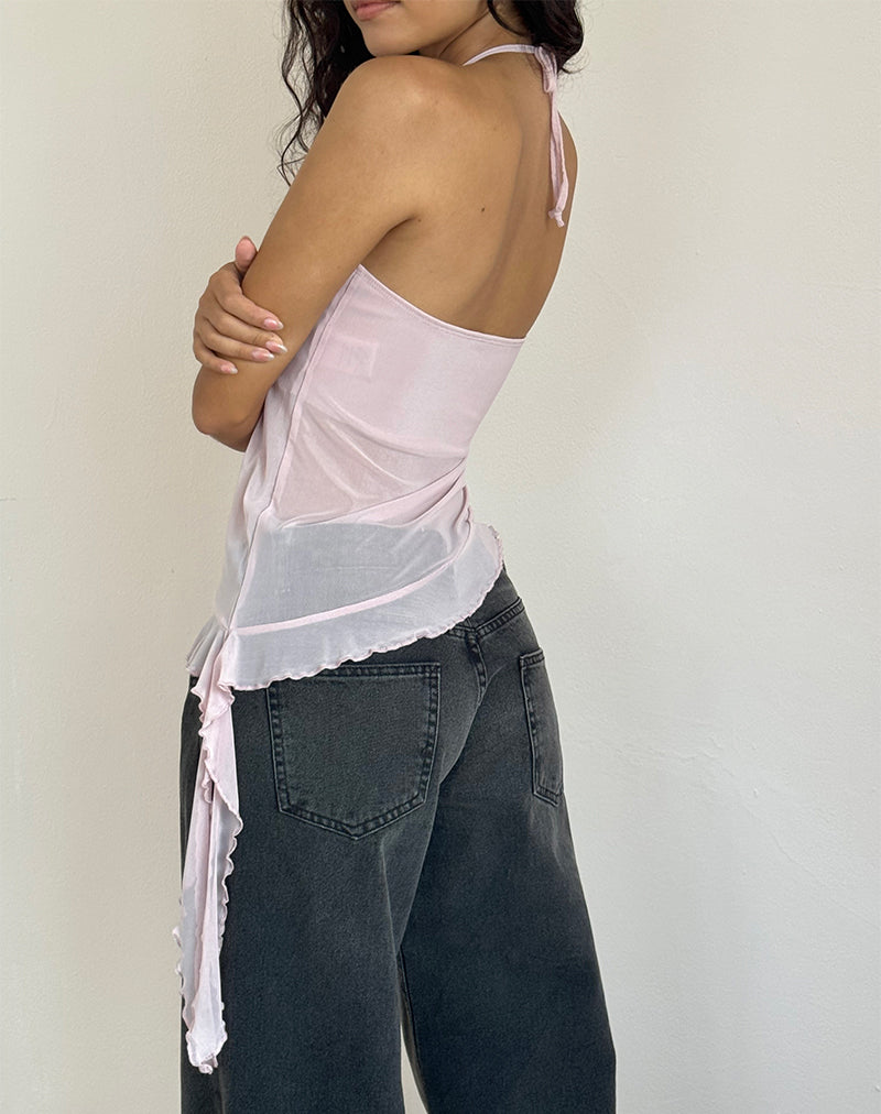 Image de Arabella Halterneck Top In Mesh Pink
