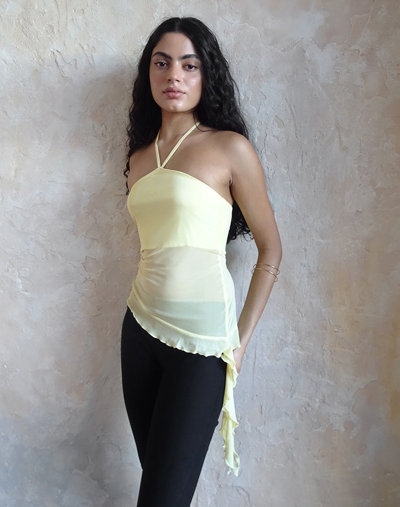 image de Arabella Halterneck Top in Mesh Lemon