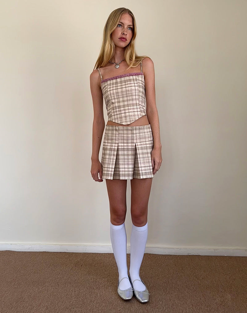 Image de Archie Corset Top in Cream Pastel Check