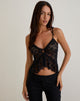 Image de Arin Ruffle Cami Top in Floral Lace Black