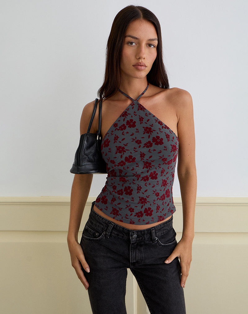Image de Arira Halter Top in Garden Floral Blue Grey