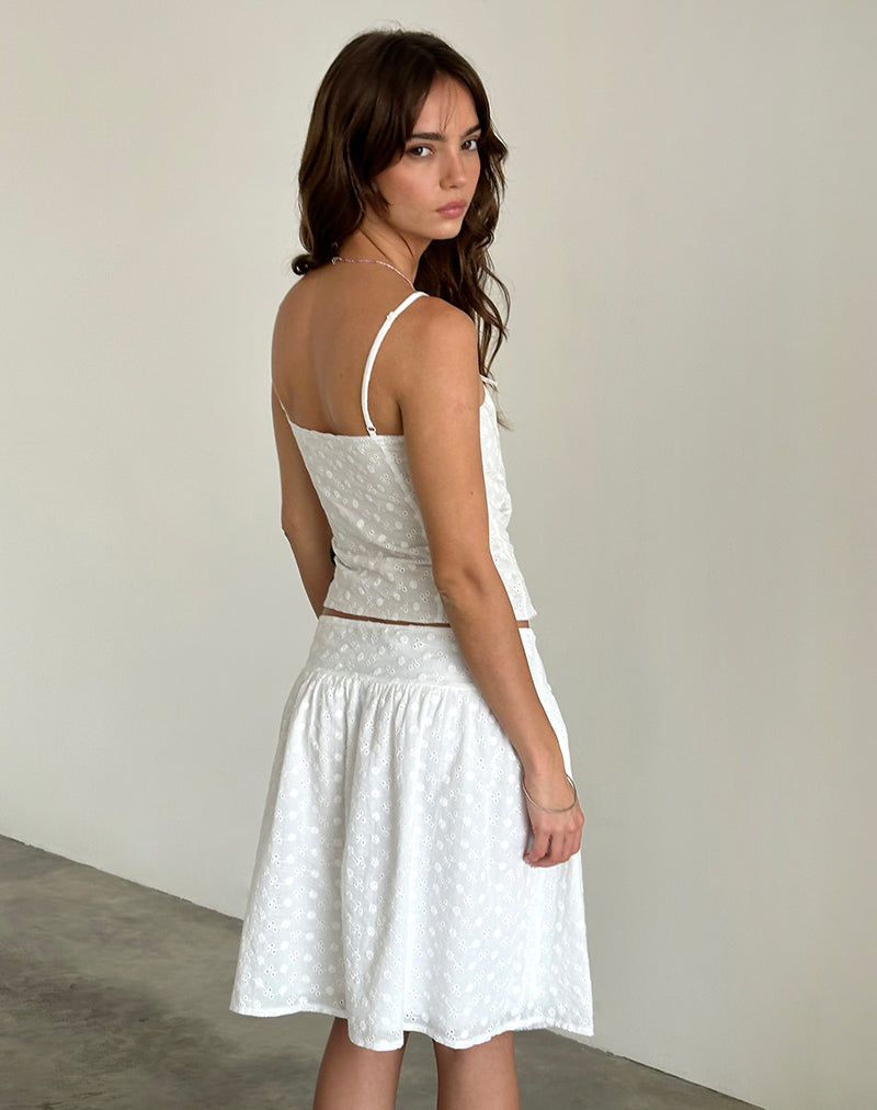 Image de Aristia Midi Skirt in Woven Broderie White
