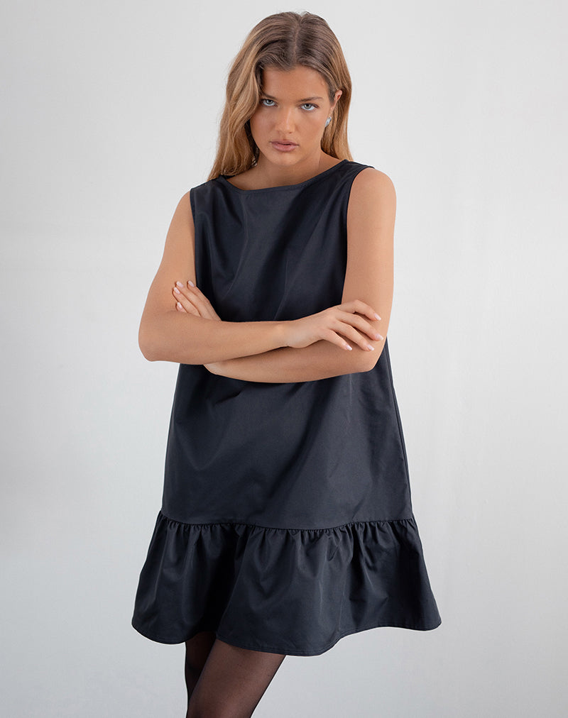 Mini robe babydoll Arkana en taffetas noir