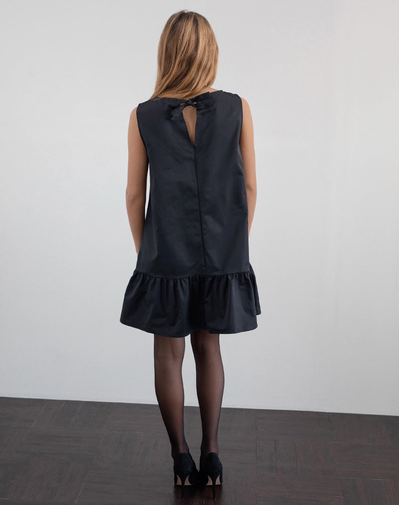 Mini robe babydoll Arkana en taffetas noir