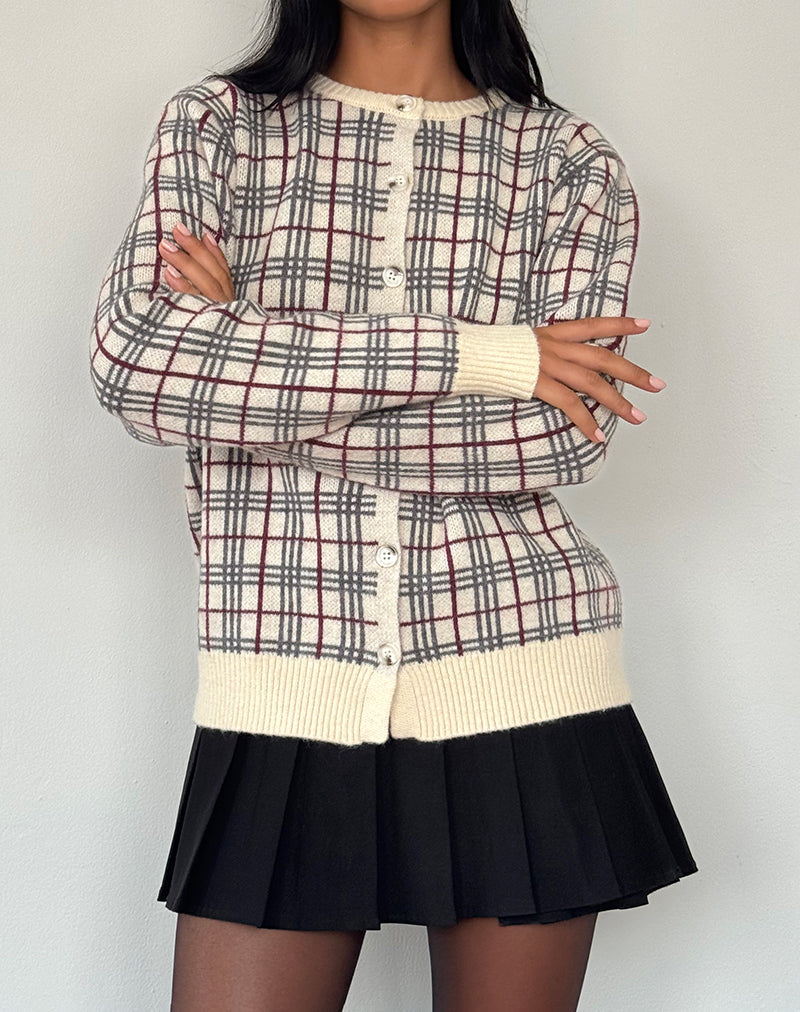 Image de Arlene Cardigan en maille à carreaux Crème
