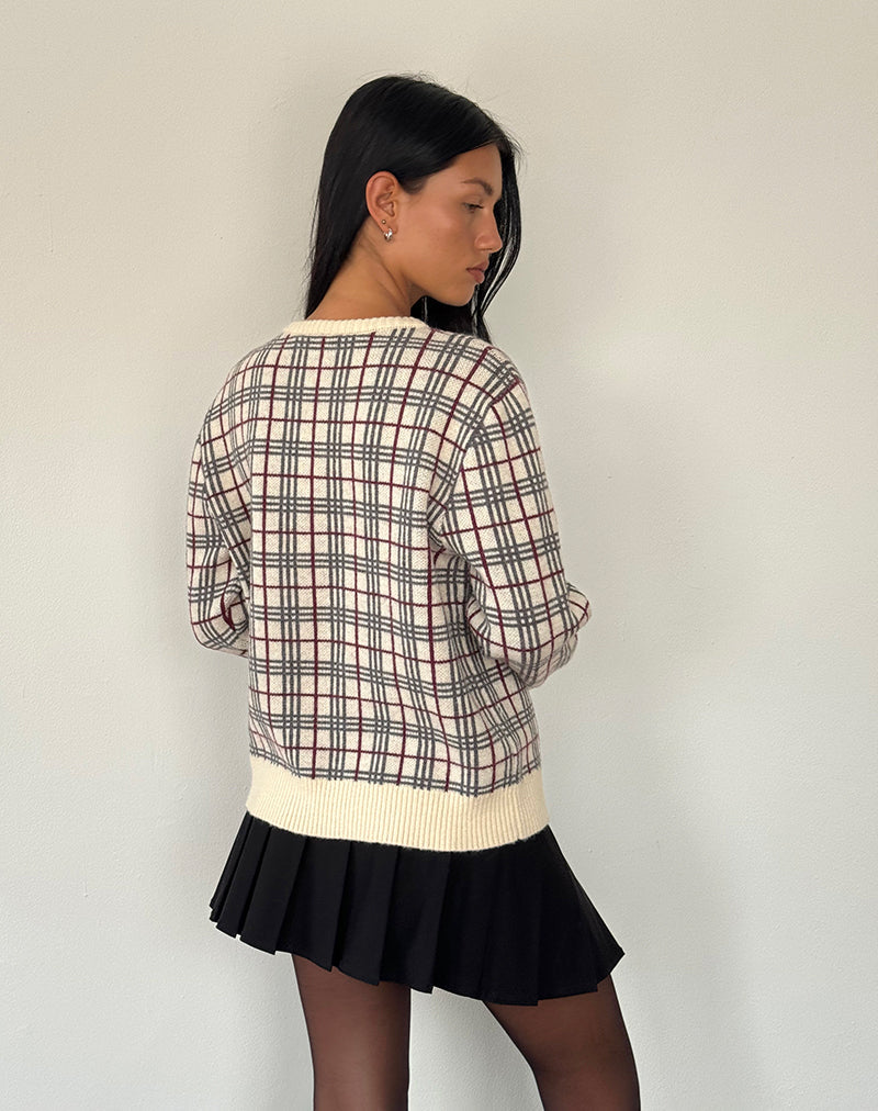 Image de Arlene Cardigan en maille à carreaux Crème