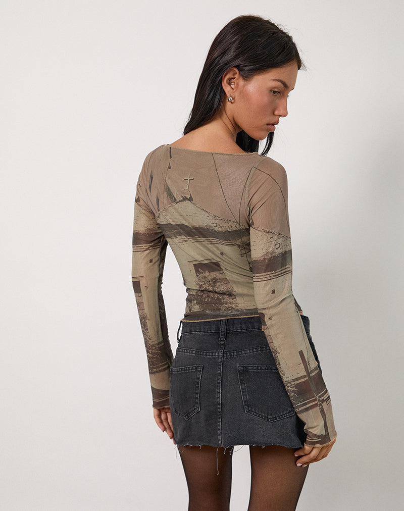 Image de Armali Long Sleeve Top in Abstract Historical Green