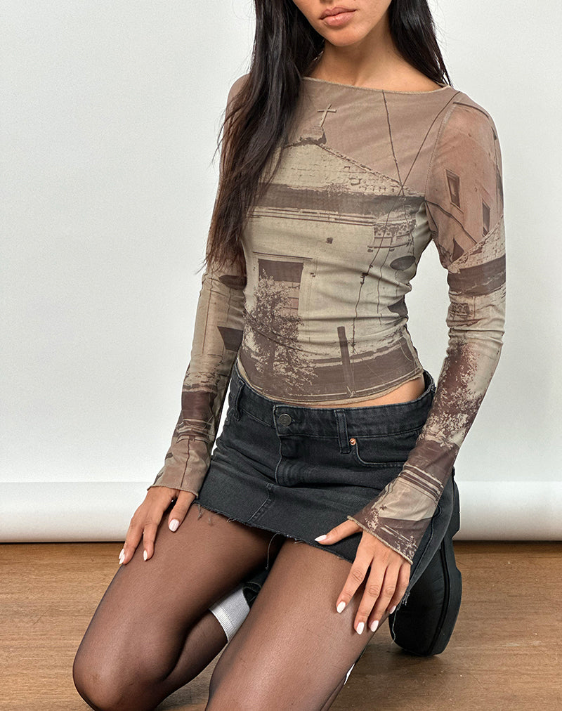 Image de Armali Long Sleeve Top in Abstract Historical Green