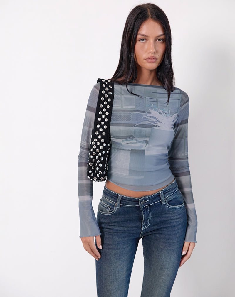 Image de Armali Long Sleeve Top in Parlour Print Blue