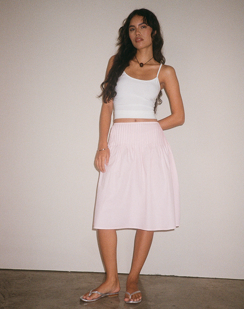 Image de la jupe midi Asada en rose clair