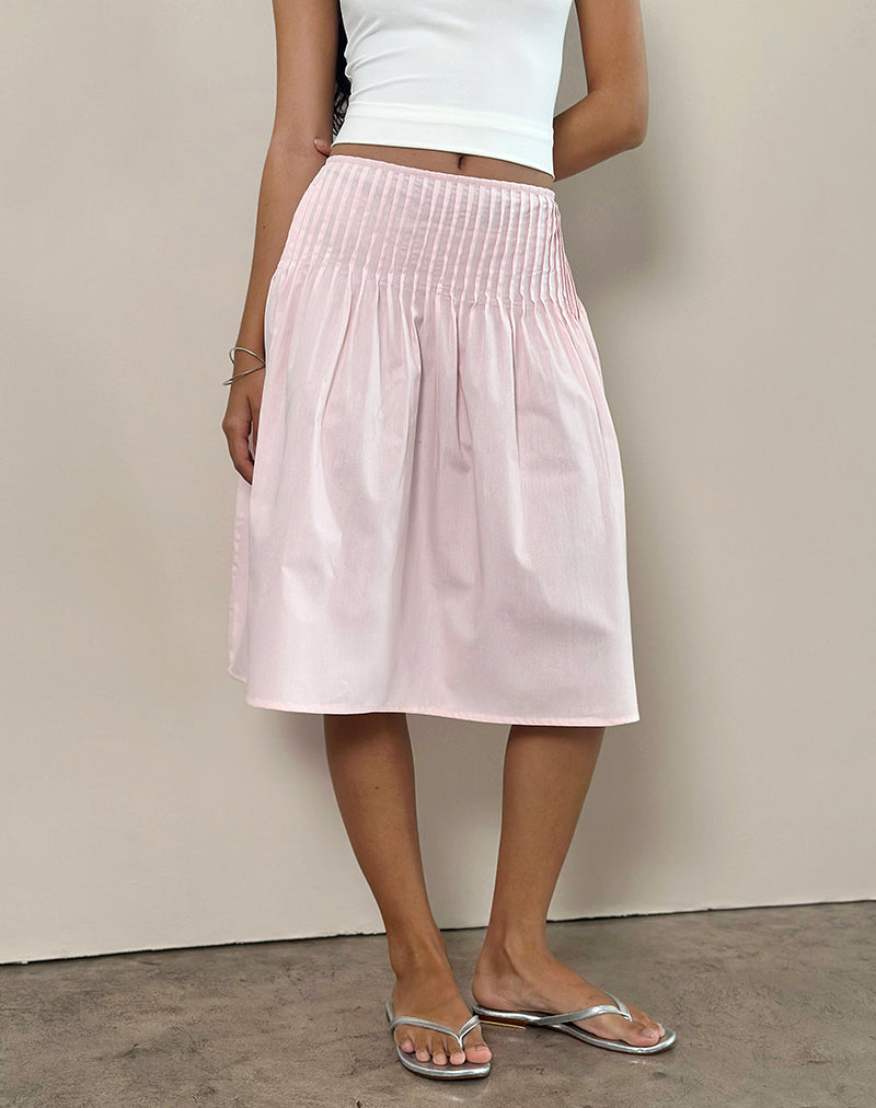 Image de la jupe midi Asada en rose clair