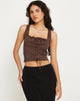 image de Asahi Crop Top in Lace Chestnut Brown