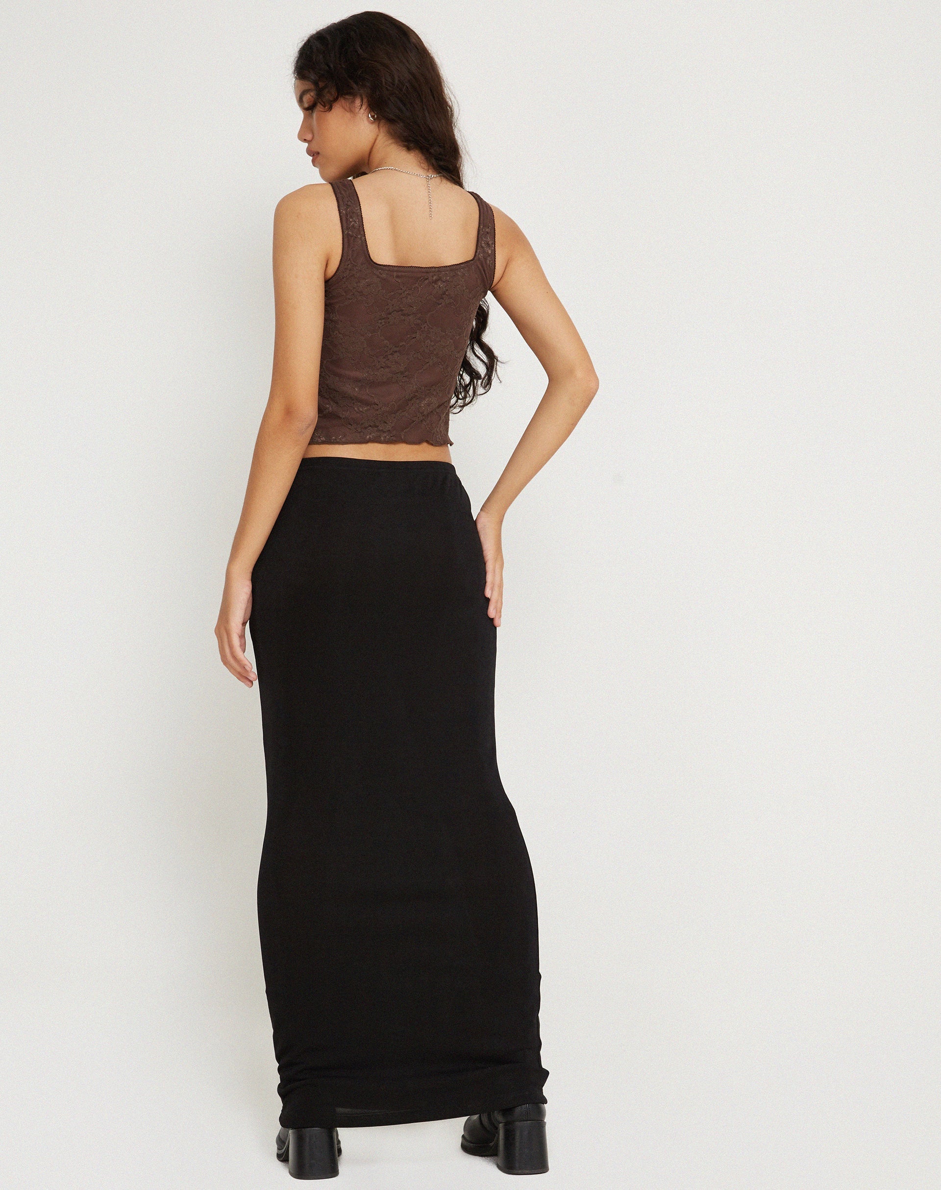 image de Asahi Crop Top in Lace Chestnut Brown