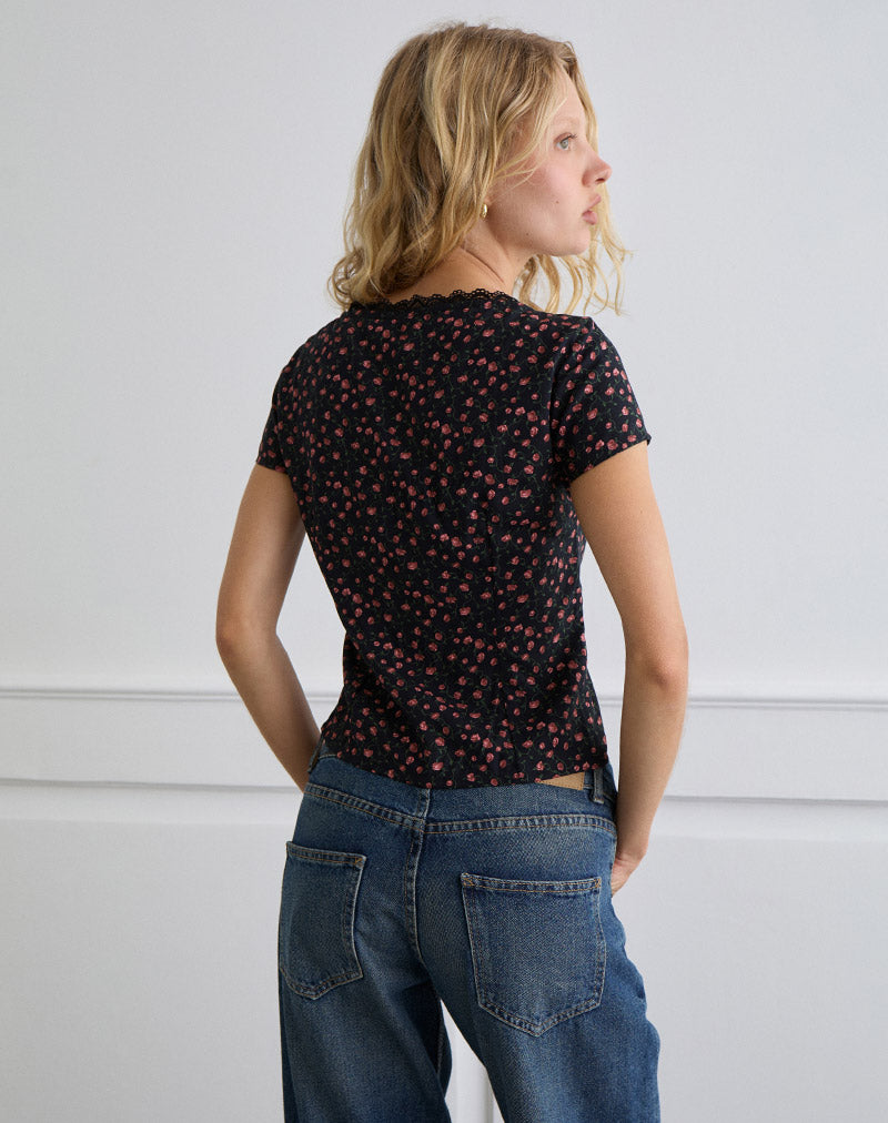 Image de Asani Top in Dark Pink Rose Black