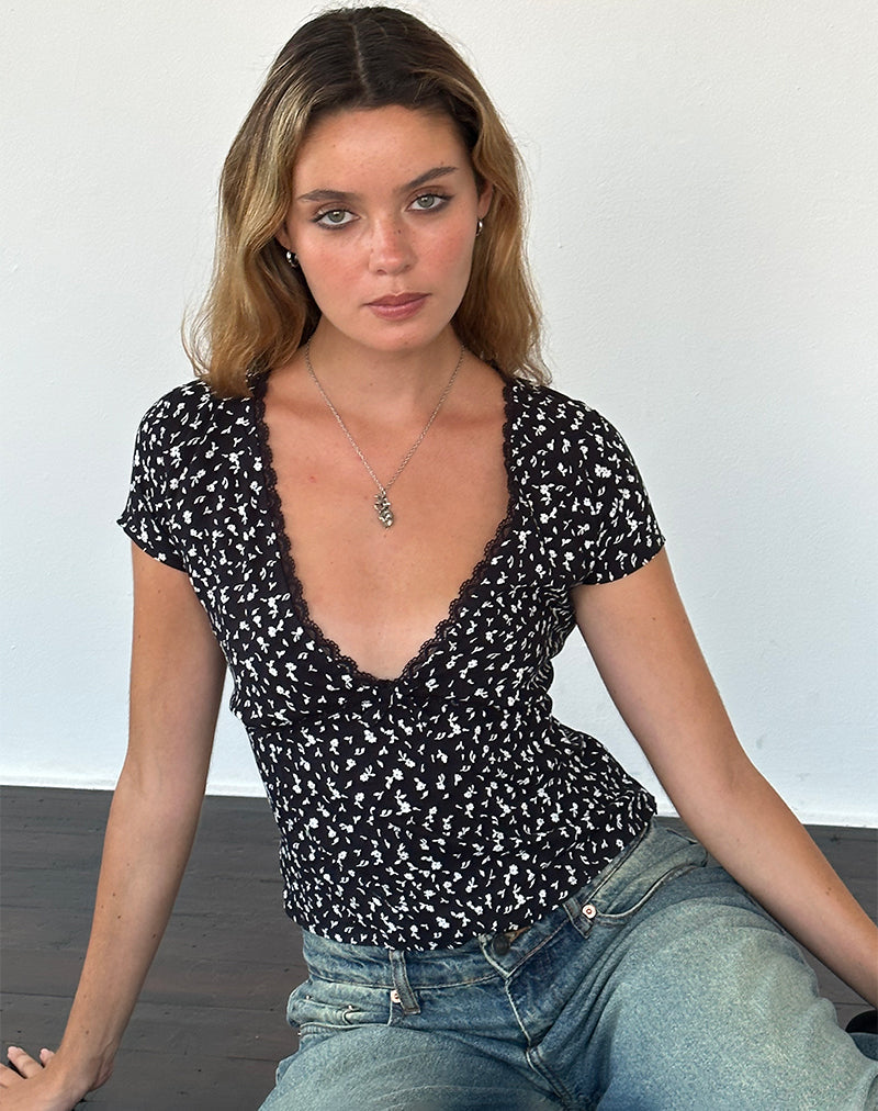 Top Asani, noir Ditsy Romance