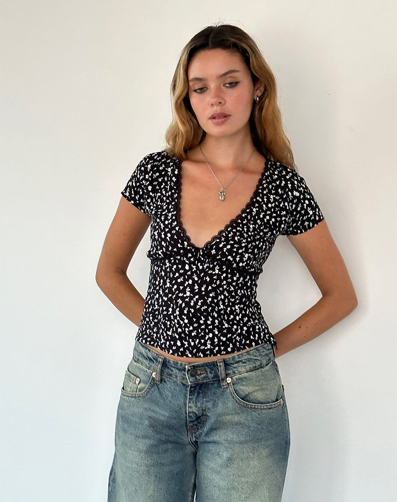 Image de Asani Top in Black Ditsy Romance