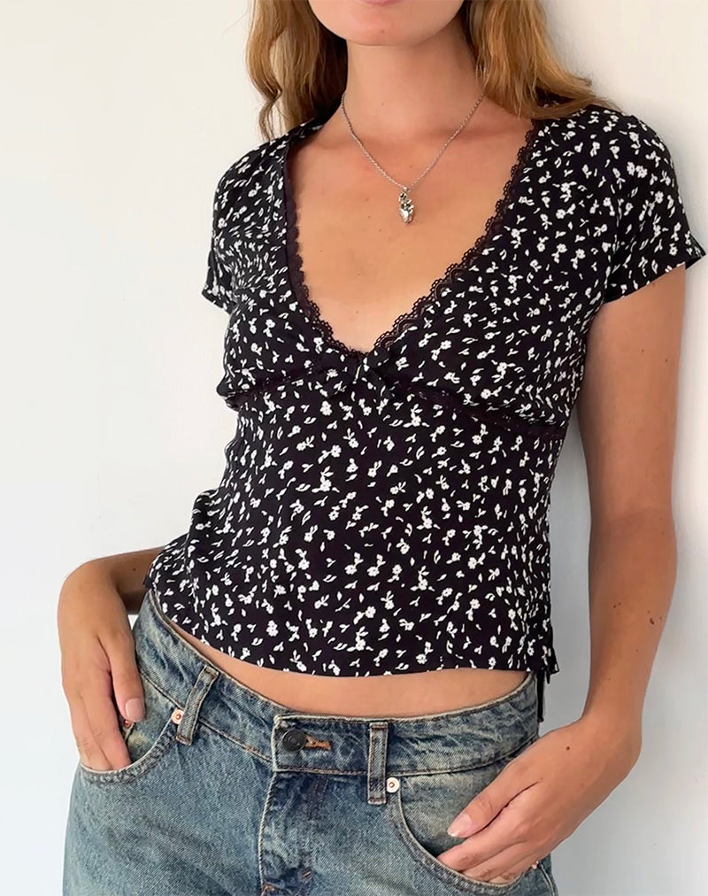 Top Asani, noir Ditsy Romance
