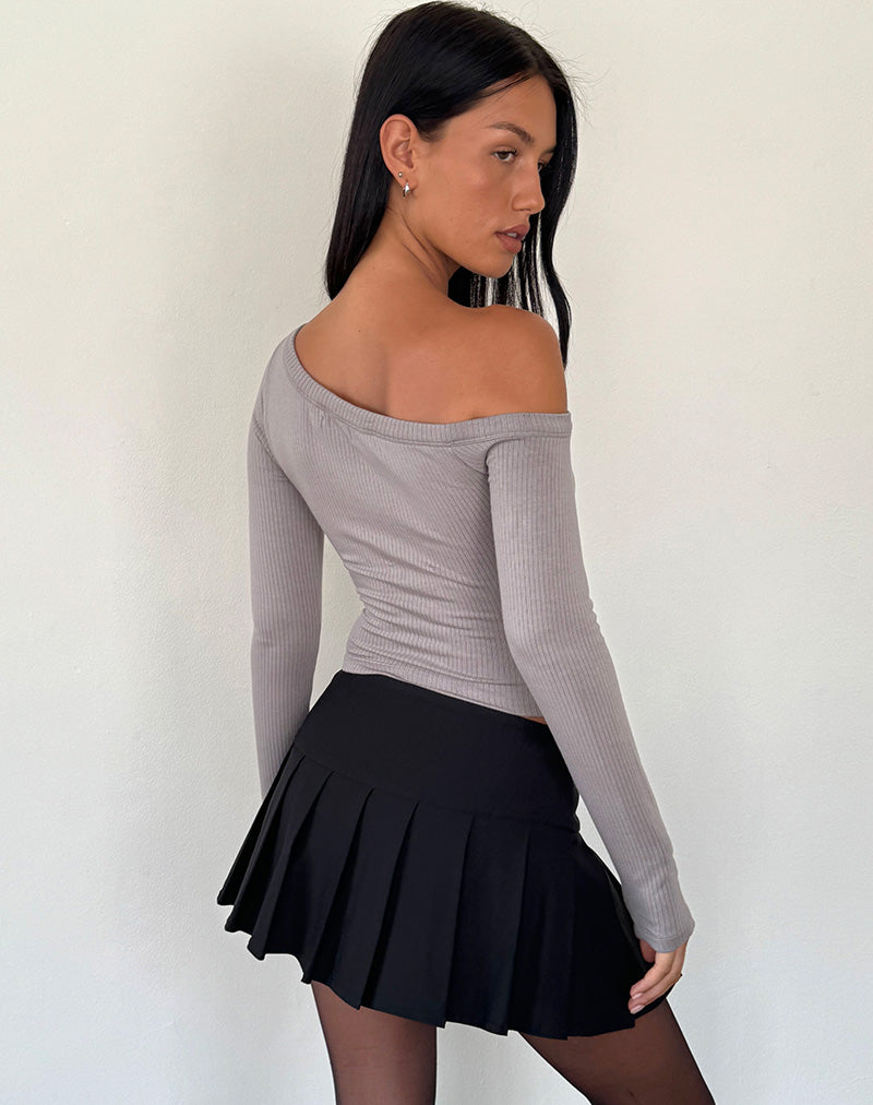 Image de Ashia Top à manches longues asymétriques en gris éléphant