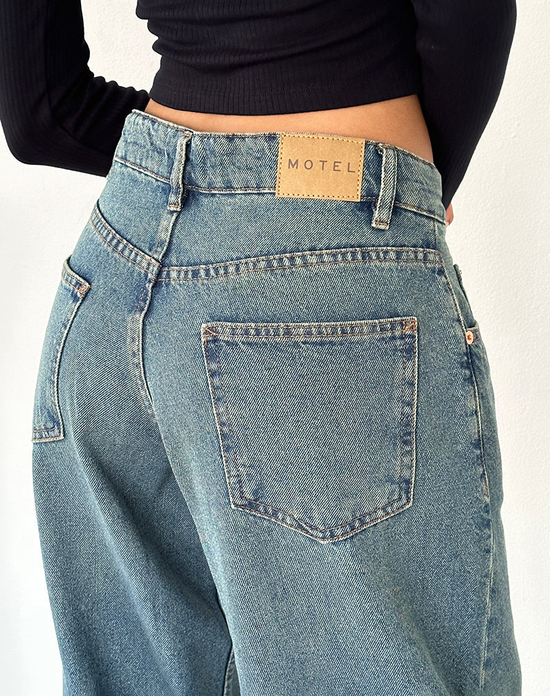 Image de Roomy Oversized Low Rise Jeans in Vintage Blue Green