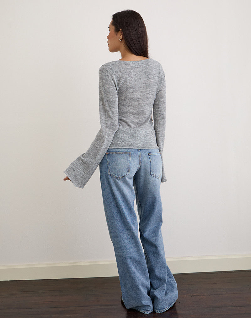 Image de Ashla Long Sleeve Top in Sheer Knit Grey