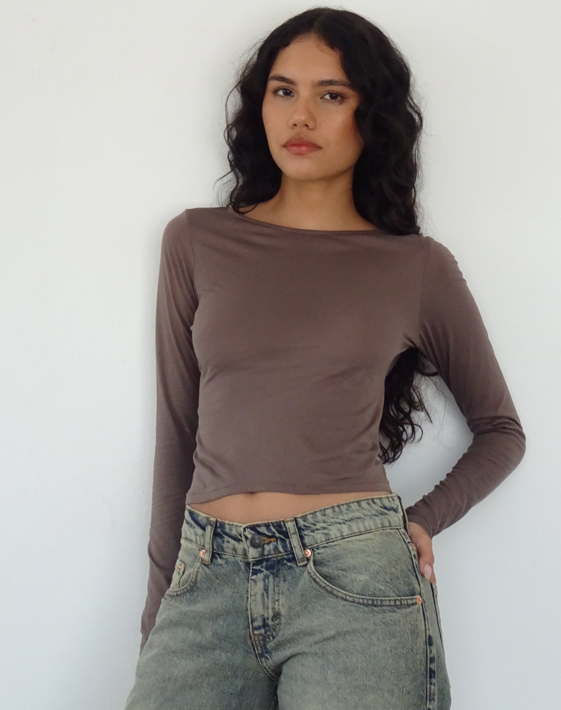 Image de Asma Loose Fit Long Sleeve Top in Nutmeg