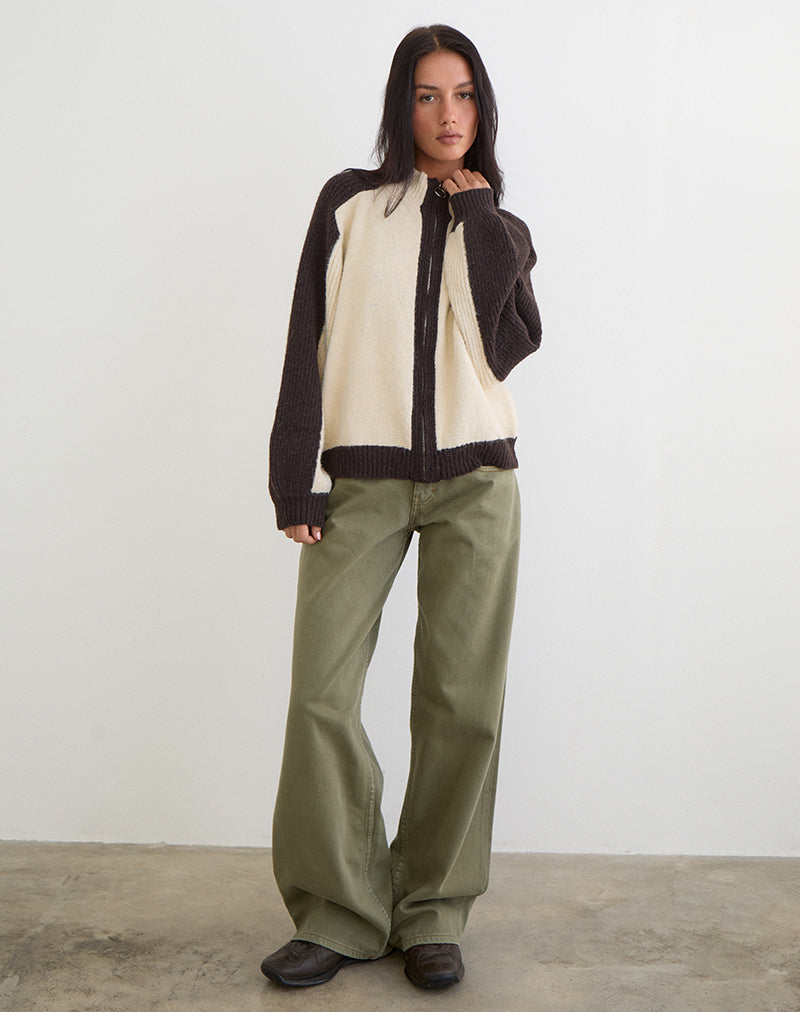 Image du pull Asrar en maille crème et marron