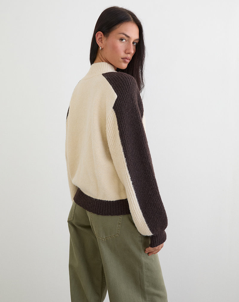 Image du pull Asrar en maille crème et marron