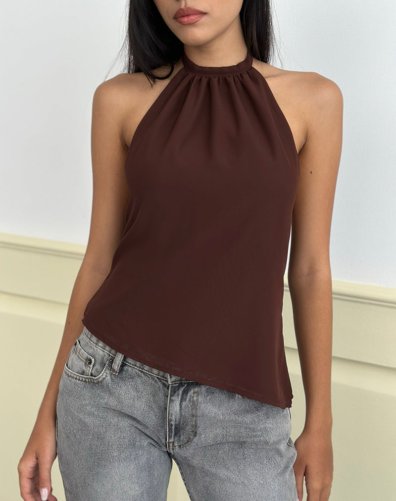 Image de Astina Halterneck Top in Chiffon Brown