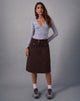 Image of Astor Midi Skirt in Brown with Contrast Stitch