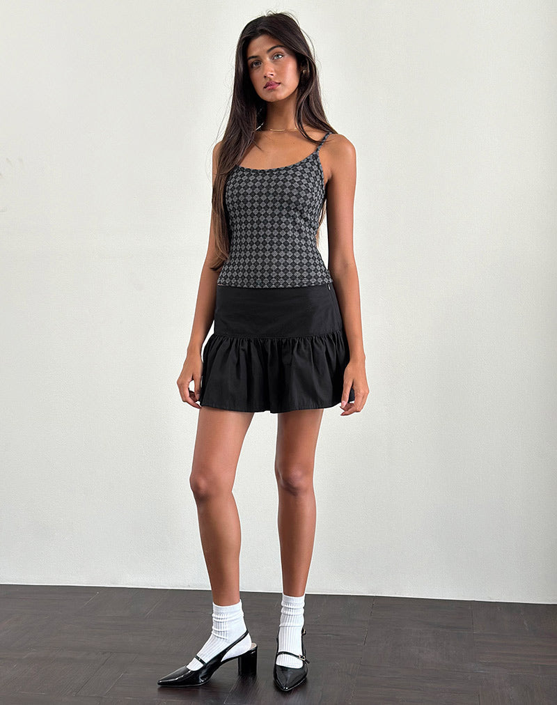 Top Cami en tricot Atarah, Argyle Black Grey
