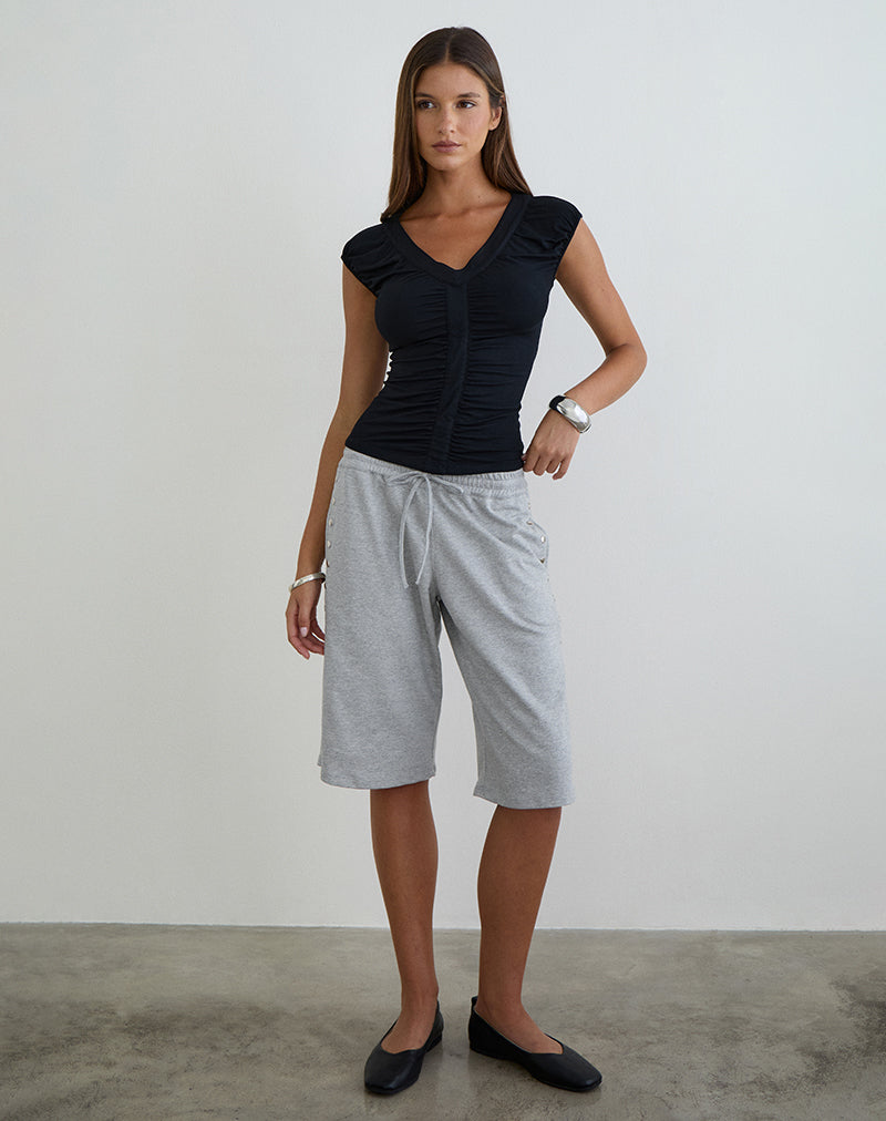 Image du haut à encolure en V Atheia Gathered en jersey de rayonne noir