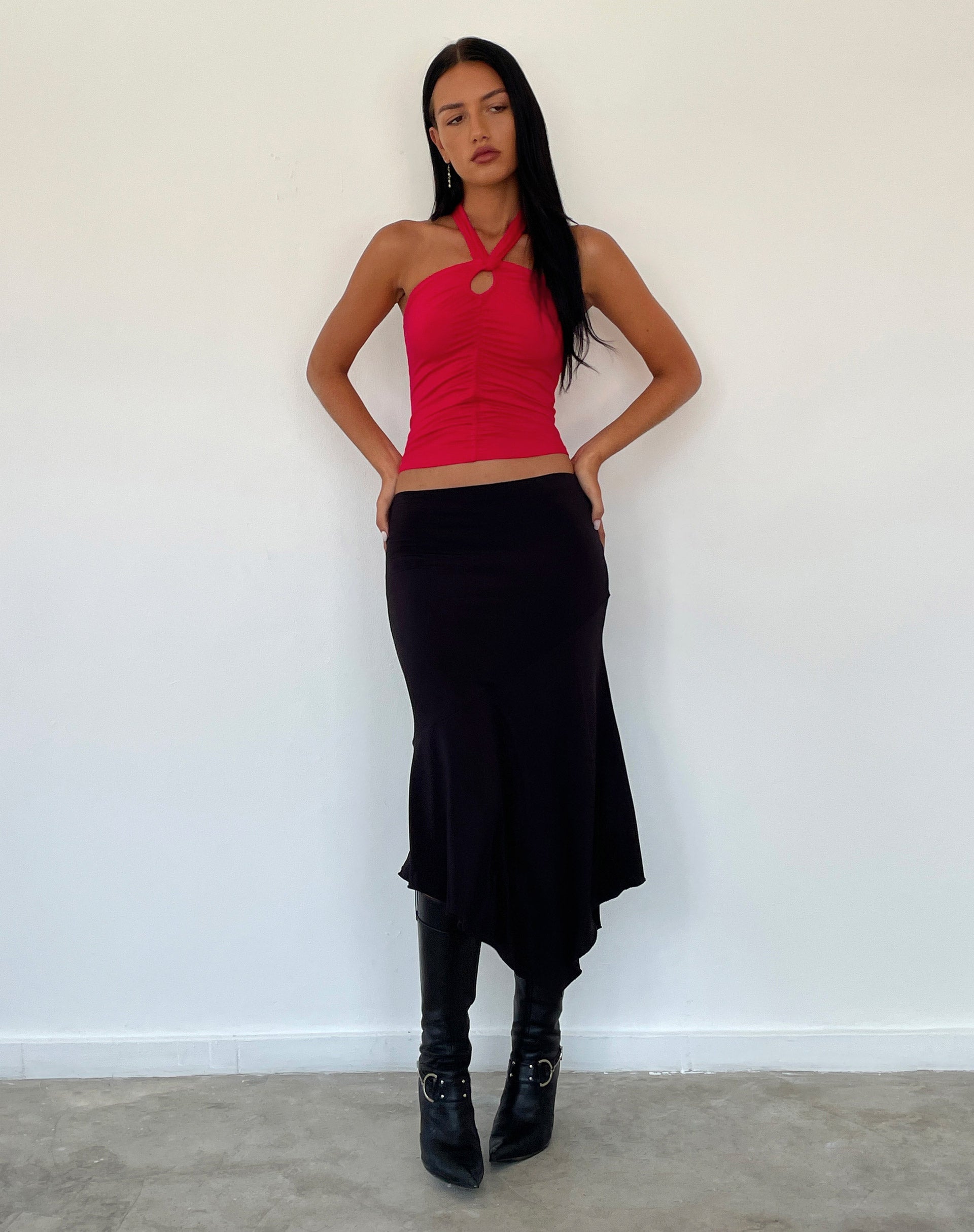 Image de Audrey Halterneck Top in Red Soft Slinky