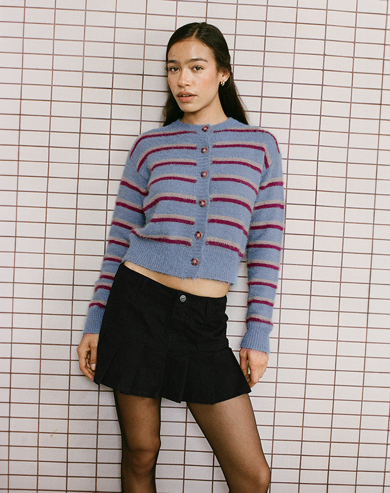 Image de Audrina Cardigan à rayures bleues et rouges