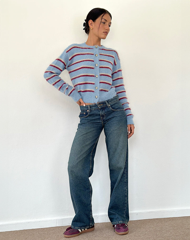 Image de Audrina Cardigan à rayures bleues et rouges