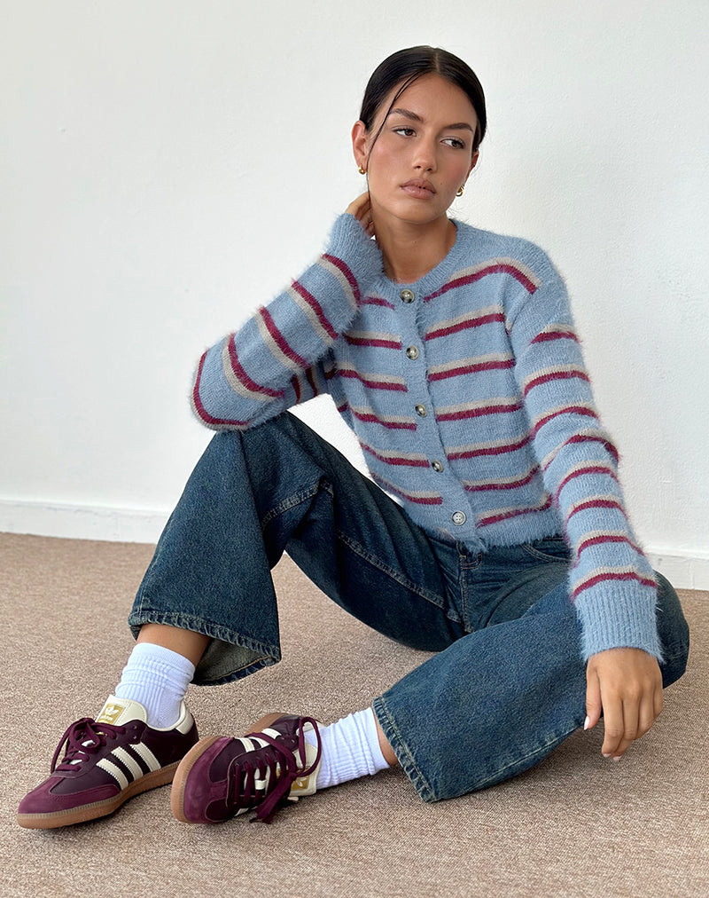 Image de Audrina Cardigan à rayures bleues et rouges