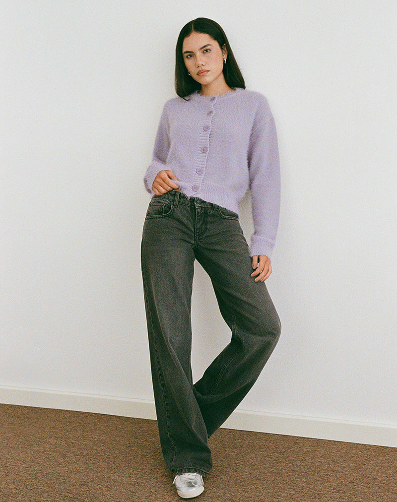 Image de Audrina Cardigan en maille duveteuse Dusty Lilac
