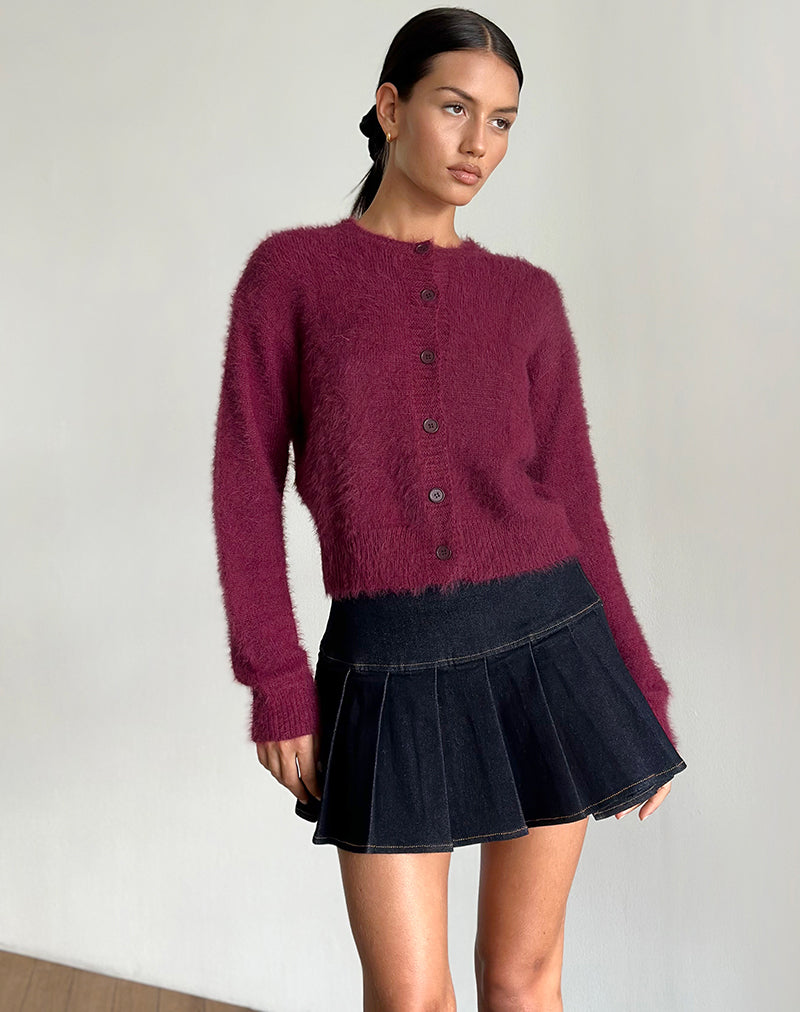 Image de Audrina Cardigan en Fluffy Burgundy