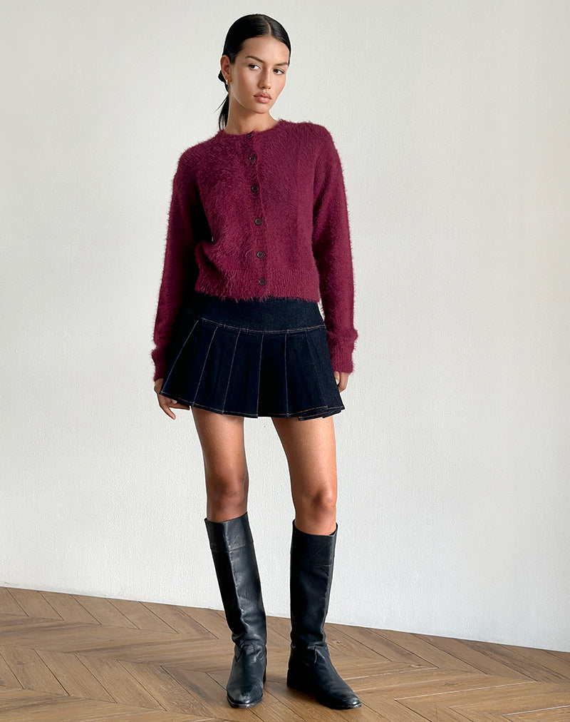 Image de Audrina Cardigan en Fluffy Burgundy