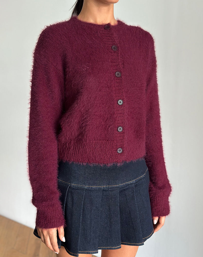 Image de Audrina Cardigan en Fluffy Burgundy