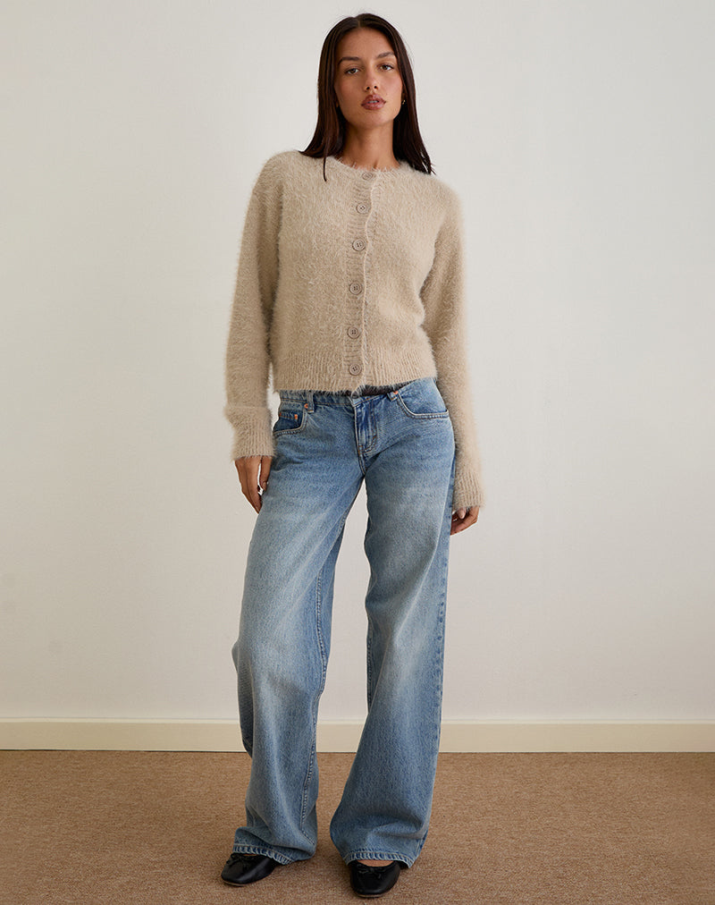 Image de Audrina Cardigan en maille duveteuse Beige