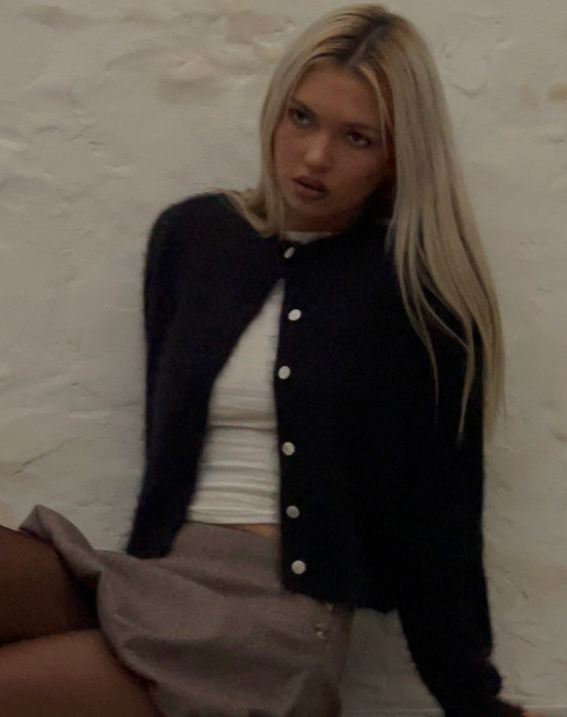 Image de Audrina Cardigan en maille duveteuse Noir