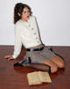 Image de Audrina Cardigan en maille duveteuse Ivoire